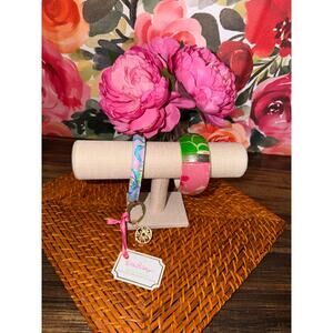 Lilly Pulitzer Bracelet & Round Keychain Lot – Bangle + NWT Keychain